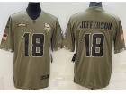 Minnesota Vikings #18 Justin Jefferson 2022 Green Salute To Service Jersey