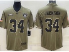 Las Vegas Raiders #34 Bo Jackson 2022 Green Salute To Service Jersey