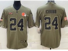 Cleveland Browns #24 Nick Chubb 2022 Green Salute To Service Jersey