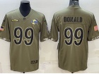 Los Angeles Rams #99 Aaron Donald 2022 Green Salute To Service Jersey