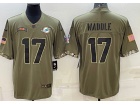 Miami Dolphins #17 Jaylen Waddle 2022 Green Salute To Service Jersey