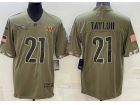 Washington Commanders #21 Sean Taylor 2022 Green Salute To Service Jersey