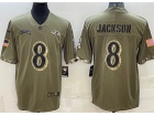 Baltimore Ravens #8 Lamar Jackson 2022 Green Salute To Service Jersey