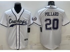 Dallas Cowboys #20 Tony Pollard White Baseball Jersey