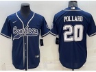 Dallas Cowboys #20 Tony Pollard Blue Baseball Jersey