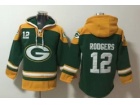 Green Bay Packers #12 Aaron Rodgers Green Hoodies