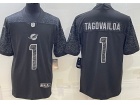 Miami Dolphins #1 Tua Tagovailoa Black RFLCTV Limited Jersey