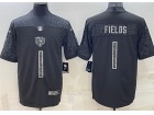 Chicago Bears #1 Justin Fields Black RFLCTV Limited Jersey