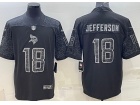 Minnesota Vikings #18 Justin Jefferson Black RFLCTV Limited Jersey