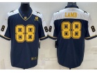 Dallas Cowboys #88 CeeDee Lamb Blue Thanksgiving With Golden Number Limited Jersey