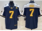 Dallas Cowboys #7 Trevon Diggs Blue Thanksgiving With Golden Number Limited Jersey