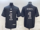 Philadelphia Eagles #1 Jalen Hurts Black RFLCTV Limited Jersey