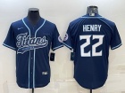 Tennessee Titans #22 Derrick Henry Navy Blue Baseball Jersey