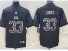 Green Bay Packers #33 Aaron Jones Black RFLCTV Limited Jersey