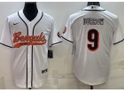 Cincinnati Bengals #9 Joe Burrow White Baseball Jersey