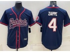 New England Patriots #4 Bailey Zappe Blue Baseball Jersey