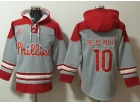 Philadelphia Phillies #10 J.T. Realmuto Grey Hoodies