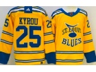 Adidas St.Louis Blues #25 Jordan Kyrou Yellow 2023 Reverse Jersey