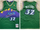 Utah Jazz #32 Karl Malone Green Throwback Jersey