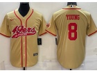 San Francisco 49ers #8 Steve Young Yellow Baseball Jersey