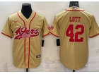 San Francisco 49ers #42 Ronnie Lott Yellow Baseball Jersey