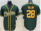 Green Bay Packers #28 AJ Dillon Green Throwback Baseball Jersey