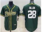 Green Bay Packers #28 AJ Dillon Green Baseball Jersey