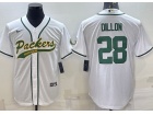 Green Bay Packers #28 AJ Dillon White Baseball Jersey