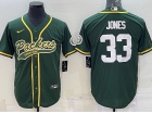 Green Bay Packers #33 Aaron Jones Green Baseball Jersey