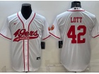 San Francisco 49ers #42 Ronnie Lott White Baseball Jersey