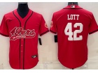 San Francisco 49ers #42 Ronnie Lott Red Baseball Jersey