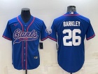 New York Giants #26 Saquon Barkley Blue Baseball Jersey