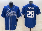 Indianapolis Colts #28 Jonathan Taylor Blue Baseball Jersey