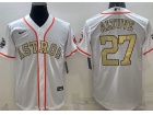 Houston Astros #27 Jose Altuve White Gold Champion Cool Base Jersey