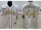 Nike Houston Astros #44 Yordan Alvarez White Gold Champion Cool Base Jersey