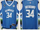 Nike Milwaukee Bucks #34 Giannis Antetokounmpo Blue 2022-23 City Jersey