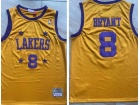 Los Angeles Lakers #8 Kobe Bryant Yellow Throwback With 4 Stars Jersey