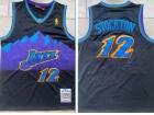 Utah Jazz #12 John Stockton Black Moutain Throwback Jersey