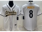 Pittsburgh Steelers #8 Kenny Pickett White Baseball Jersey