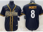 Pittsburgh Steelers #8 Kenny Pickett Black Baseball Jersey