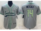 Seattle Seahawks #14 DK Metcalf Grey Baseball Jersey