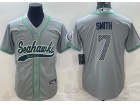 Seattle Seahawks #7 Geno Smith Grey Baseball Jersey