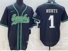 Philadelphia Eagles #1 Jalen Hurts Black Baseball Jersey