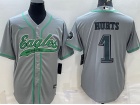 Philadelphia Eagles #1 Jalen Hurts Grey Baseball Jersey