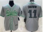 Philadelphia Eagles #11 Aj Brown Grey Baseball Jersey