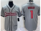 Arizona Cardinals #1 Kyler Murray Grey Baseball Jersey