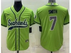 Seattle Seahawks #7 Geno Smith Green Baseball Jersey