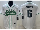 Philadelphia Eagles #6 DeVonta Smith White Baseball Jersey