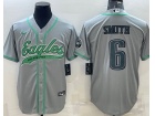 Philadelphia Eagles #6 DeVonta Smith Grey Baseball Jersey