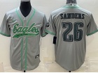 Philadelphia Eagles #26 Miles Sanders Grey Baseball Jersey